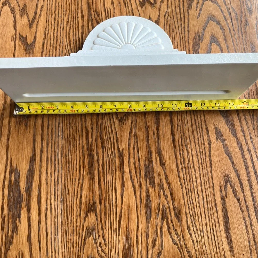 Vintage White Corbel Floating Wall Shelf Scallop Shell Architectural Ledge Decor